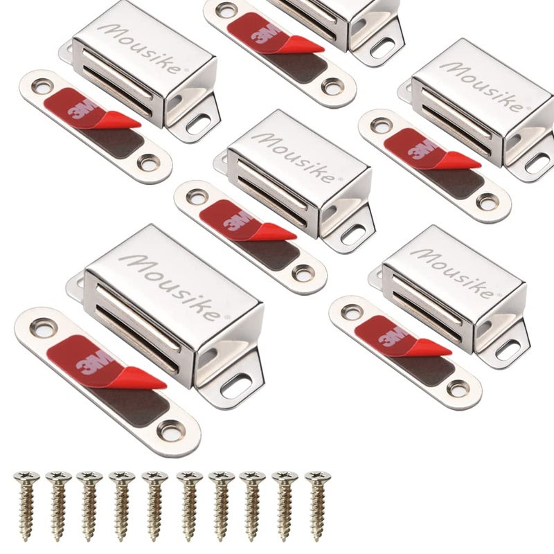 Mousike Cabinet Magnets 30lb Stainless Steel Magnetic Door Catch with Strong Magnetic for Kitchen Cupboard Wardrobe Closet Cabinet Door Drawer Latch(2.1"(Silver 6 Pack)) - Image 1